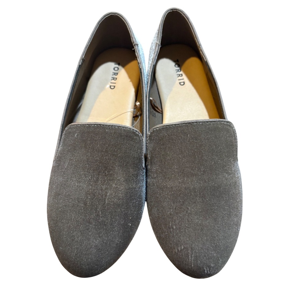 Torrid Womens Velvet Loafer Taupe Slip On Flats Size 10WW New